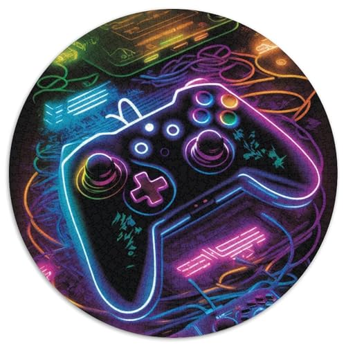 1000-teiliges rundes Puzzlespiel, Neon-Papierpuzzles für Teenager, Familien-Lernspiele, Heimdekorationsgeschenk (67,5x67,5cm) von WGLINGX