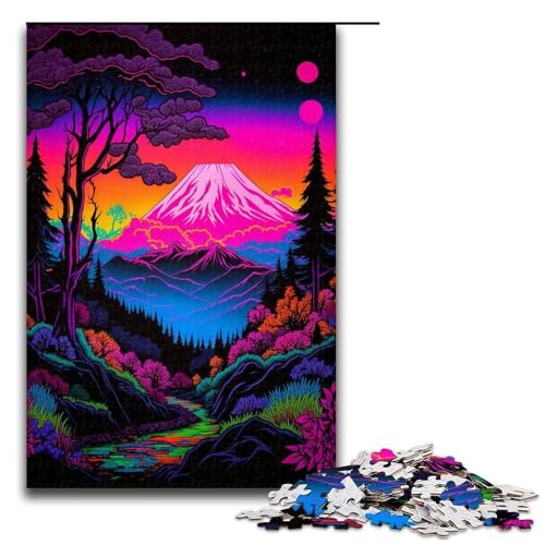 Aquarell-Berge-Puzzle für Erwachsene, 1000 Teile, Holzpuzzle, für Jugendliche und Erwachsene, gutes Geschenk für Erwachsene (Größe 50 x 75 cm) von WGLINGX