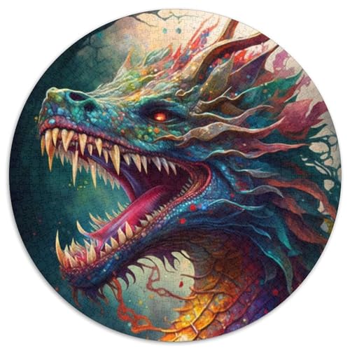 Aquarell-Drachen-Puzzle für Erwachsene, 1000-teiliges Puzzle für Erwachsene, anspruchsvolles Denkspiel, Familienaktivität, Heimdekoration, (67,5x67,5cm) von WGLINGX