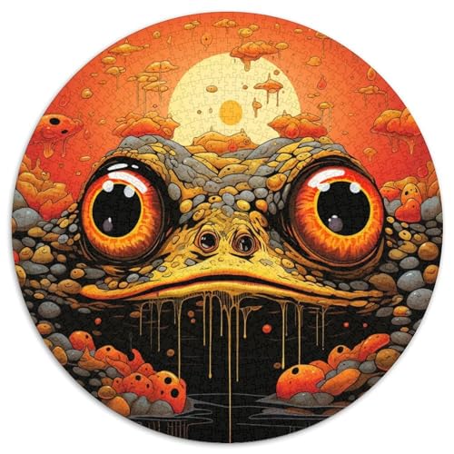 Art Animal Frog Puzzle für Erwachsene, 1000-teiliges, rundes Puzzle, Denkspiel, interaktives Familienspiel, geeignet für Kinder ab 14 Jahren (67,5x67,5cm) von WGLINGX