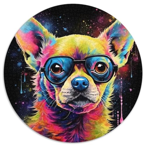 Art Chihuahua-Puzzle, 1000 Teile, Puzzle für Erwachsene, Weihnachten, Halloween, Ostern, Neujahr (67,5x67,5cm) von WGLINGX