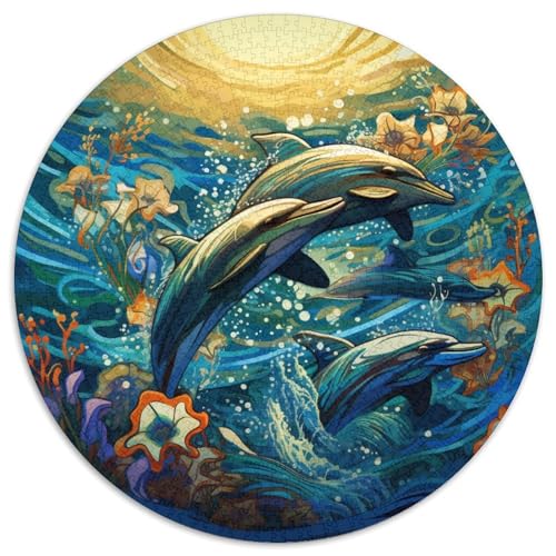 Art Dolphin Puzzle für Erwachsene, 1000-teiliges Kartonpuzzle, perfekte Dekoration für Zuhause oder das Büro, (67,5x67,5cm) von WGLINGX
