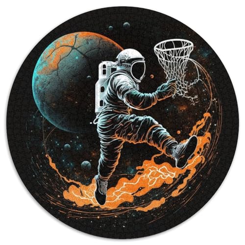 Astronaut spielt Basketball, rundes Puzzle aus Karton mit 1000 Teilen für Erwachsene, Weihnachten, Halloween, Ostern, Neujahr 67,5 x 67,5 cm Astronaut spielt Basketball, rundes Puzzle aus Karton mit 1000 Teilen für Erwachsene, Weihnachten, Halloween, Ostern, Neujahr 67,5 x 67,5 cm von WGLINGX