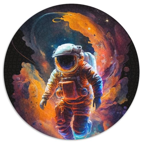 Astronauten-Puzzle für Erwachsene, 1000-teiliges, rundes Puzzle, Denkspiel, interaktives Familienspiel, geeignet für Kinder ab 14 Jahren (67,5x67,5cm) von WGLINGX