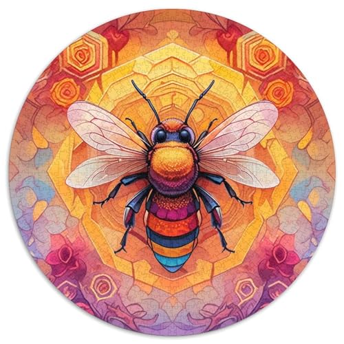Bienen-Papier-Rundpuzzle für Erwachsene, 1000 Teile, anspruchsvolles Denkspiel für Teenager, Spaß für den Spieleabend mit der Familie 67,5 x 67,5 cm von WGLINGX