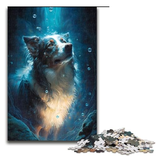 Border Collie-Puzzle, 1000 Teile, für Erwachsene, Lernspiele, Staycation, Zeitvertreib für Teenager ab 14 Jahren, 50 x 75 cm von WGLINGX
