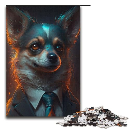 Boss Chihuahua Puzzle 1000 Teile für Erwachsene, geeignet für Paare und Teenager ab 14 Jahren, 14,96 x 10,24 Zoll von WGLINGX