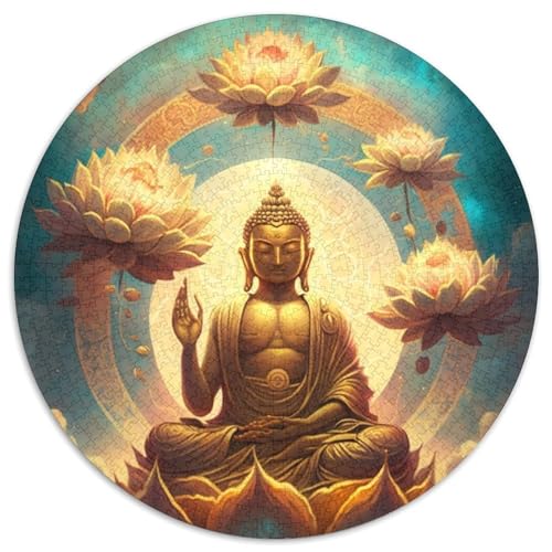 Buddha-Puzzle für Erwachsene, 1000-teiliges, rundes Puzzle, Denkspiel, interaktives Familienspiel, geeignet für Kinder ab 14 Jahren (67,5x67,5cm) von WGLINGX