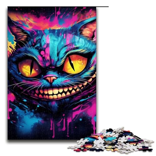 Bunte Katzen-Puzzle für Erwachsene, 1000 Teile, Holzpuzzle, für Jugendliche und Erwachsene, gutes Geschenk für Erwachsene (Größe 50 x 75 cm) von WGLINGX
