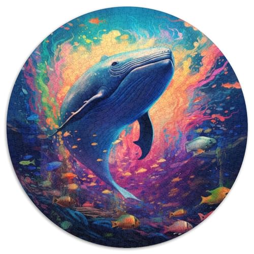 Bunte Wal-Puzzles für Erwachsene, 1000 Teile, rundes Puzzle, Denkspiel, interaktives Familienspiel, geeignet für Kinder ab 14 Jahren (67,5x67,5cm) von WGLINGX