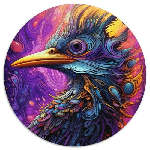 Buntes, rundes Puzzle mit Spechtmotiv aus Pappe, 1000 Teile, interaktives Familienspiel, Denksportaufgabe, Lernspielzeug 67,5 x 67,5 cm von WGLINGX