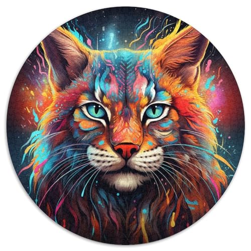 Buntes Art Lynx-Puzzle aus Pappe, rund, 1000 Teile, Puzzle für Erwachsene, anspruchsvolles Denkspiel für Teenager, unterhaltsames interaktives Spiel für die ganze Familie 67,5 x 67,5 cm Buntes Art Lynx-Puzzle aus Pappe, rund, 1000 Teile, Puzzle für Erwachsene, anspruchsvolles Denkspiel für Teenager, unterhaltsames interaktives Spiel für die ganze Familie 67,5 x 67,5 cm von WGLINGX