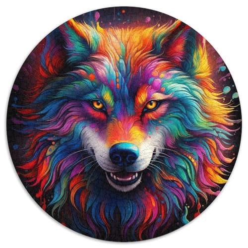 Buntes Art-Wolf-Puzzle aus Pappe, rund, 1000 Teile, Puzzle für Erwachsene, kompliziertes Design für Teenager, DIY-Dekor und gehirnfördernder Spaß 67,5 x 67,5 cm Buntes Art-Wolf-Puzzle aus Pappe, rund, 1000 Teile, Puzzle für Erwachsene, kompliziertes Design für Teenager, DIY-Dekor und gehirnfördernder Spaß 67,5 x 67,5 cm von WGLINGX