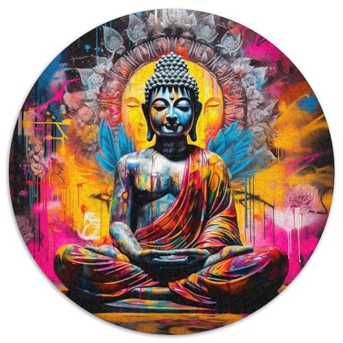 Buntes Buddha-Puzzle aus Pappe, rund, 1000 Teile, Puzzle für Erwachsene, anspruchsvolles Denkspiel für Teenager, unterhaltsames interaktives Spiel für die ganze Familie 67,5 x 67,5 cm Buntes Buddha-Puzzle aus Pappe, rund, 1000 Teile, Puzzle für Erwachsene, anspruchsvolles Denkspiel für Teenager, unterhaltsames interaktives Spiel für die ganze Familie 67,5 x 67,5 cm von WGLINGX