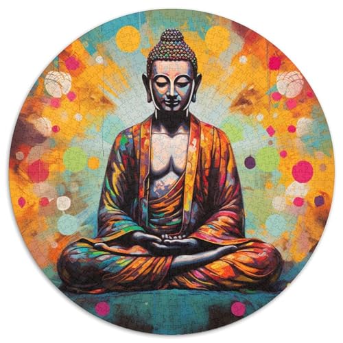Buntes Buddha-Puzzle aus Pappe, rund, 1000 Teile, interaktives Familienspiel, Denksportaufgabe, Lernspielzeug 67,5 x 67,5 cm Buntes Buddha-Puzzle aus Pappe, rund, 1000 Teile, interaktives Familienspiel, Denksportaufgabe, Lernspielzeug 67,5 x 67,5 cm von WGLINGX