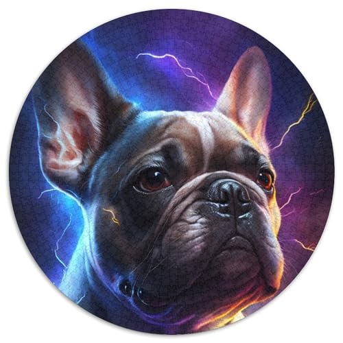 Buntes Bulldoggen-Puzzle, 1000 Teile, Puzzle für Erwachsene, Weihnachten, Halloween, Ostern, Neujahr (67,5x67,5cm) von WGLINGX
