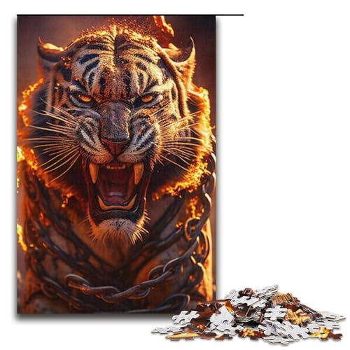 Buntes Feuertiger-Puzzle, 1000 Teile, für Erwachsene, geeignet für Paare und Teenager ab 14 Jahren, 14,96 x 10,24 Zoll von WGLINGX