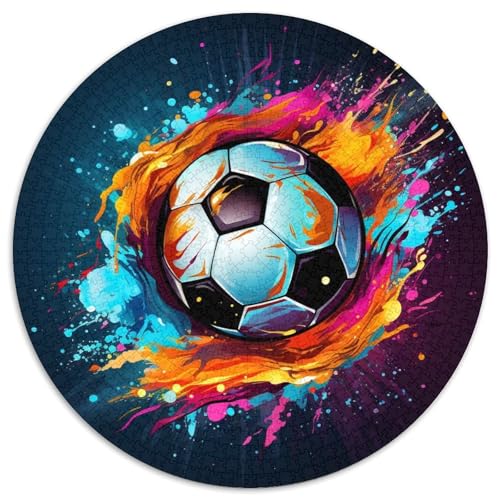 Buntes Fußball-Puzzle aus Pappe, rund, 1000 Teile, interaktives Familienspiel, Denksportaufgabe, Lernspielzeug 67,5 x 67,5 cm Buntes Fußball-Puzzle aus Pappe, rund, 1000 Teile, interaktives Familienspiel, Denksportaufgabe, Lernspielzeug 67,5 x 67,5 cm von WGLINGX