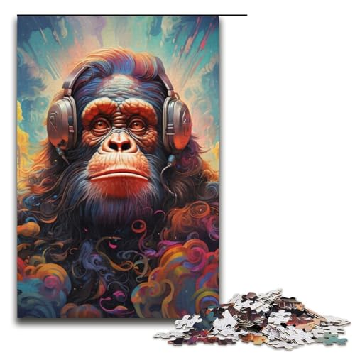 Buntes Gorillas-Puzzle, 1000 Teile, für Erwachsene, geeignet für Paare und Teenager ab 14 Jahren, 14,96 x 10,24 Zoll von WGLINGX