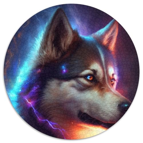 Buntes Husky-Puzzle, 1000 Teile, Puzzle für Erwachsene, Weihnachten, Halloween, Ostern, Neujahr (67,5x67,5cm) von WGLINGX
