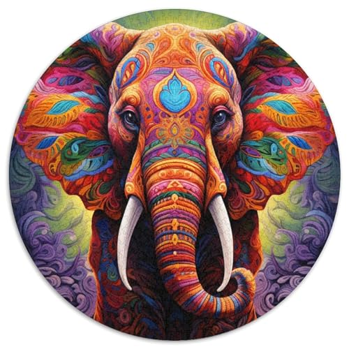 Buntes Kunst-Elefanten-Puzzle aus Pappe, rund, 1000 Teile, interaktives Familienspiel, Denksportaufgabe, Lernspielzeug 67,5 x 67,5 cm Buntes Kunst-Elefanten-Puzzle aus Pappe, rund, 1000 Teile, interaktives Familienspiel, Denksportaufgabe, Lernspielzeug 67,5 x 67,5 cm von WGLINGX