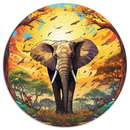 Buntes Kunst-Elefanten-Puzzle aus Pappe, rund, 1000 Teile, interaktives Familienspiel, Denksportaufgabe, Lernspielzeug 67,5 x 67,5 cm Buntes Kunst-Elefanten-Puzzle aus Pappe, rund, 1000 Teile, interaktives Familienspiel, Denksportaufgabe, Lernspielzeug 67,5 x 67,5 cm von WGLINGX