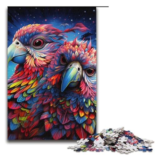 Buntes Papageien-Puzzle, 1000 Teile, Puzzle für Erwachsene, Lernspiele, trainieren Ihr Gehirn und Ihre Hände, geeignet für Jugendliche ab 14 Jahren (Größe 38 x 26 cm) von WGLINGX