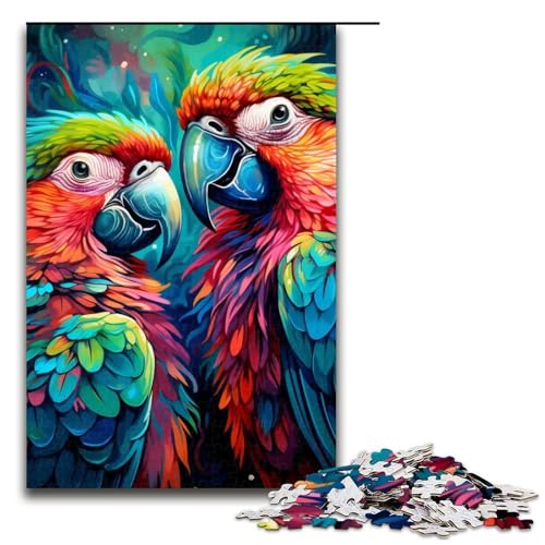 Buntes Papageien-Puzzle, 1000 Teile, für Erwachsene, Lernpuzzle, Familienspiel, Stressabbau, schwierige Herausforderung (Größe 50 x 75 cm) von WGLINGX