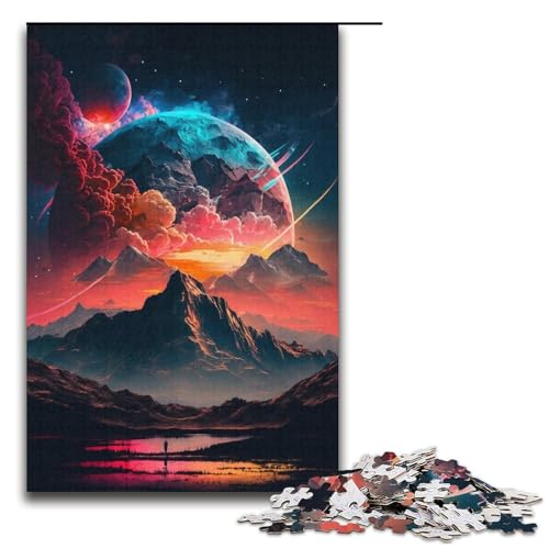 Buntes Planet-Berge-Puzzle, 1000 Teile, Puzzle für Erwachsene, Spiel zum Stressabbau, Zeitvertreib zu Hause für Jugendliche ab 14 Jahren (Größe 38 x 26 cm) von WGLINGX