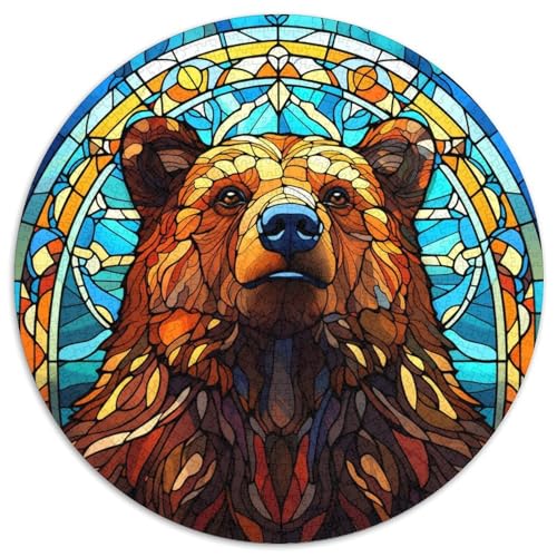 Buntglas-Braunbär, anspruchsvolle Puzzles für Erwachsene, 1000 Puzzles, interaktives Familienspiel, Gehirntraining, Lernspielzeug 67,5 x 67,5 cm von WGLINGX