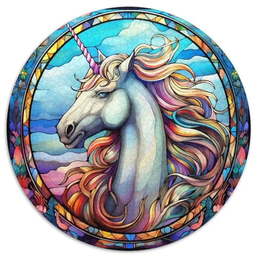 Buntglas-Einhorn-Papierpuzzle, 1000-teiliges Puzzle, Familie und Freunde, geeignet für Kinder ab 14 Jahren 67,5 x 67,5 cm Buntglas-Einhorn-Papierpuzzle, 1000-teiliges Puzzle, Familie und Freunde, geeignet für Kinder ab 14 Jahren 67,5 x 67,5 cm von WGLINGX