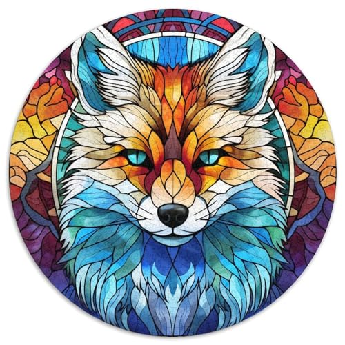 Buntglas-Fuchs-Puzzle aus Karton mit 1000 Teilen, Puzzle für Erwachsene, anspruchsvolles Denkspiel für Teenager, Spaß für die ganze Familie, DIY-Geschenk zur Heimdekoration 67,5 x 67,5 cm von WGLINGX