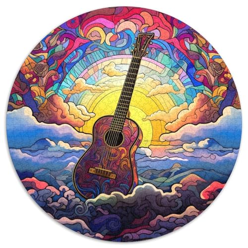 Buntglas-Gitarren-Puzzle aus Karton, 1000 Teile, Puzzle für Erwachsene, anspruchsvolles Denkspiel für Teenager, Spaß für die ganze Familie, DIY-Geschenk zur Heimdekoration 67,5 x 67,5 cm von WGLINGX