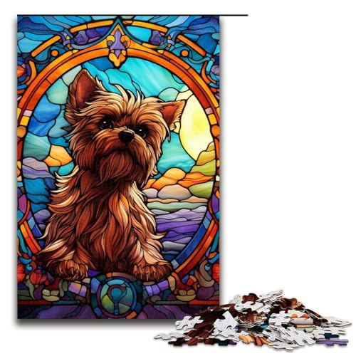 Buntglas-Hunde-Puzzle, 1000 Teile, Puzzle für Erwachsene, als Geschenk, Stressabbau, schwierige Herausforderung, 50 x 75 cm Buntglas-Hunde-Puzzle, 1000 Teile, Puzzle für Erwachsene, als Geschenk, Stressabbau, schwierige Herausforderung, 50 x 75 cm von WGLINGX