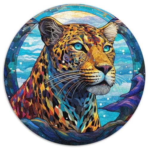 Buntglas-Leoparden-Unmögliches Puzzle für Erwachsene, 1000-teiliges Puzzle für Erwachsene zur Heimdekoration, zum Gehirntraining 67,5 x 67,5 cm von WGLINGX