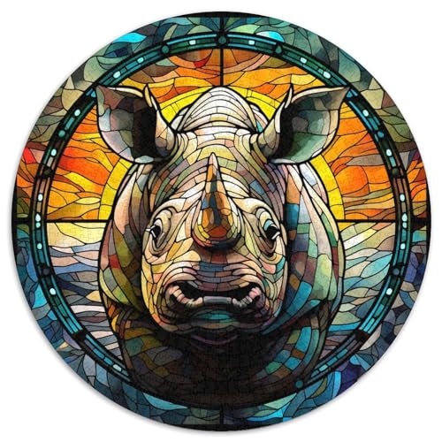 Buntglas-Nashorn-Puzzle aus Karton, 1000 Teile, perfekt für Familienspaß an Weihnachten, Thanksgiving, Geburtstagen und Ostern 67,5 x 67,5 cm Buntglas-Nashorn-Puzzle aus Karton, 1000 Teile, perfekt für Familienspaß an Weihnachten, Thanksgiving, Geburtstagen und Ostern 67,5 x 67,5 cm von WGLINGX