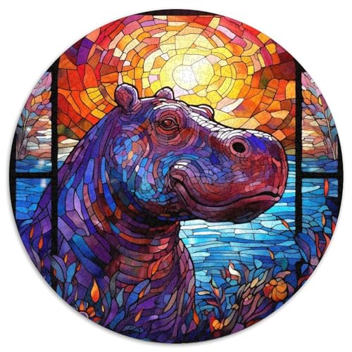 Buntglas-Nilpferd-Papierpuzzle für Erwachsene, 1000-teiliges Denkspiel für Teenager, 67,5 x 67,5 cm Buntglas-Nilpferd-Papierpuzzle für Erwachsene, 1000-teiliges Denkspiel für Teenager, 67,5 x 67,5 cm von WGLINGX