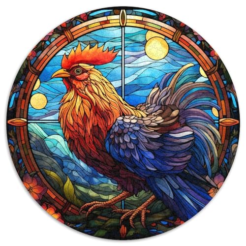 Buntglas-Puzzle aus Pappe mit Hahn, 1000 Teile, perfekt für Familienspaß an Weihnachten, Thanksgiving, Geburtstagen und Ostern 67,5 x 67,5 cm Buntglas-Puzzle aus Pappe mit Hahn, 1000 Teile, perfekt für Familienspaß an Weihnachten, Thanksgiving, Geburtstagen und Ostern 67,5 x 67,5 cm von WGLINGX
