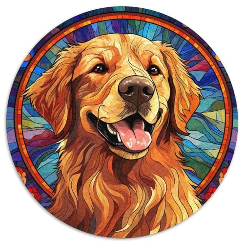 Buntglas-Puzzle mit Golden Retriever-Motiv, Papierpuzzle für Erwachsene, 1000-teiliges Denkspiel für Teenager, 67,5 x 67,5 cm Buntglas-Puzzle mit Golden Retriever-Motiv, Papierpuzzle für Erwachsene, 1000-teiliges Denkspiel für Teenager, 67,5 x 67,5 cm von WGLINGX