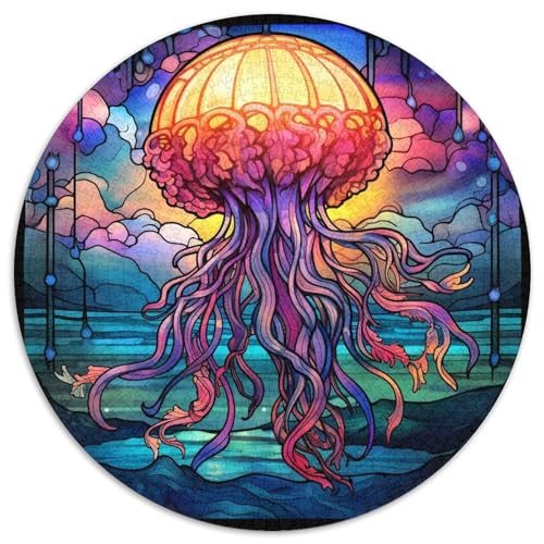 Buntglas-Qualle-Papierpuzzle für Erwachsene, 1000-teiliges Denkspiel für Teenager, 67,5 x 67,5 cm Buntglas-Qualle-Papierpuzzle für Erwachsene, 1000-teiliges Denkspiel für Teenager, 67,5 x 67,5 cm von WGLINGX