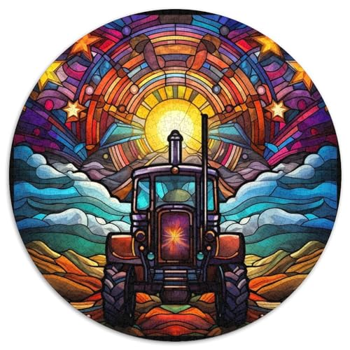 Buntglas-Traktor-Papierpuzzle für Erwachsene, 1000-teiliges Denkspiel für Teenager, 67,5 x 67,5 cm von WGLINGX