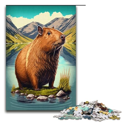 Capibara Puzzle 1000 Teile für Erwachsene, Lernspiele, Staycation, Zeitvertreib für Teenager ab 14 Jahren, 38 x 26 cm von WGLINGX