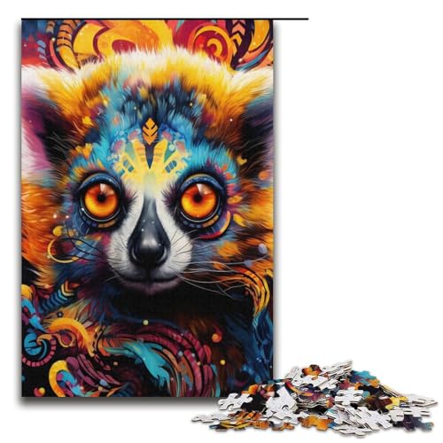 Color Lemur Puzzle 1000 Teile für Erwachsene, geeignet für Paare und Teenager ab 14 Jahren, 14,96 x 10,24 Zoll von WGLINGX
