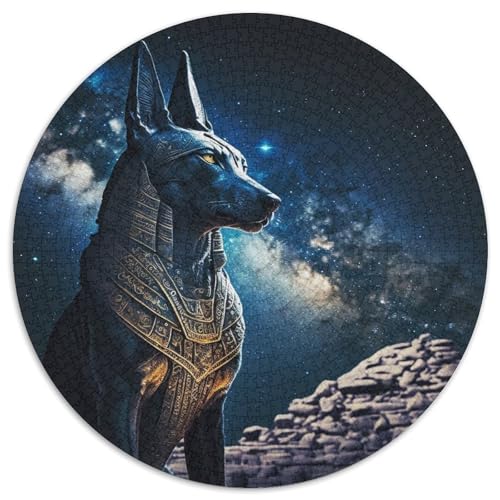 Cosmic Anubis Puzzle für Erwachsene, 1000-teiliges, rundes Puzzle, Denkspiel, interaktives Familienspiel, geeignet für Kinder ab 14 Jahren (67,5x67,5cm) von WGLINGX