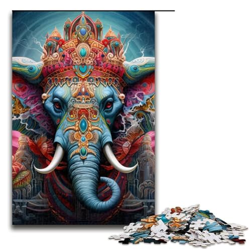 Crown Elephant Puzzle, 1000 Teile, Puzzle für Erwachsene, Lernspiele, trainieren Sie Ihr Gehirn und Ihre Hände, geeignet für Jugendliche ab 14 Jahren (Größe 50 x 75 cm) von WGLINGX