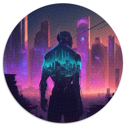 Cyborg-Puzzle für Erwachsene, 1000-teiliges, rundes Puzzle, Denkspiel, interaktives Familienspiel, geeignet für Kinder ab 14 Jahren (67,5x67,5cm) von WGLINGX