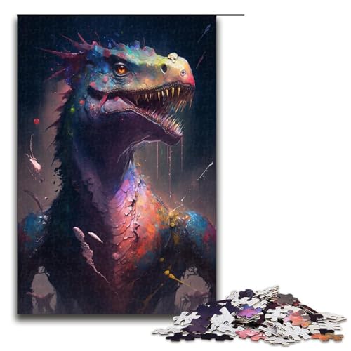 Dinosaurier-Malpuzzle für Erwachsene, 1000 Teile, Lernspiel, Herausforderungsspielzeug, Weihnachts- und Geburtstagsgeschenk (Größe 50 x 75 cm) von WGLINGX