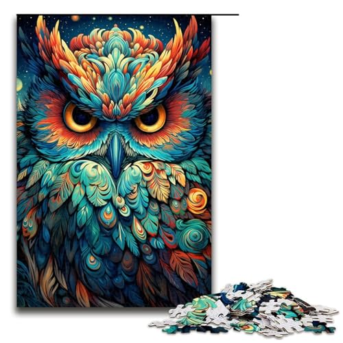 Familienspaß-Puzzle Eule für Erwachsene, 1000 Teile, stärkt die Liebe zwischen Paaren, für Teenager ab 14 Jahren (Größe 50 x 75 cm) von WGLINGX