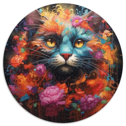 Fantasy-Katzen-Puzzle aus Papier, rund, 1000 Teile, anspruchsvolles Denkspiel für Teenager, Spaß für den Spieleabend mit der Familie 67,5 x 67,5 cm Fantasy-Katzen-Puzzle aus Papier, rund, 1000 Teile, anspruchsvolles Denkspiel für Teenager, Spaß für den Spieleabend mit der Familie 67,5 x 67,5 cm von WGLINGX