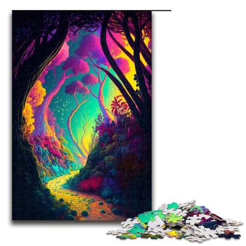 Fantasy World Forest Puzzle für Erwachsene, 1000 Teile, Holzpuzzle, für Jugendliche und Erwachsene, gutes Geschenk für Erwachsene (Größe 50 x 75 cm) von WGLINGX